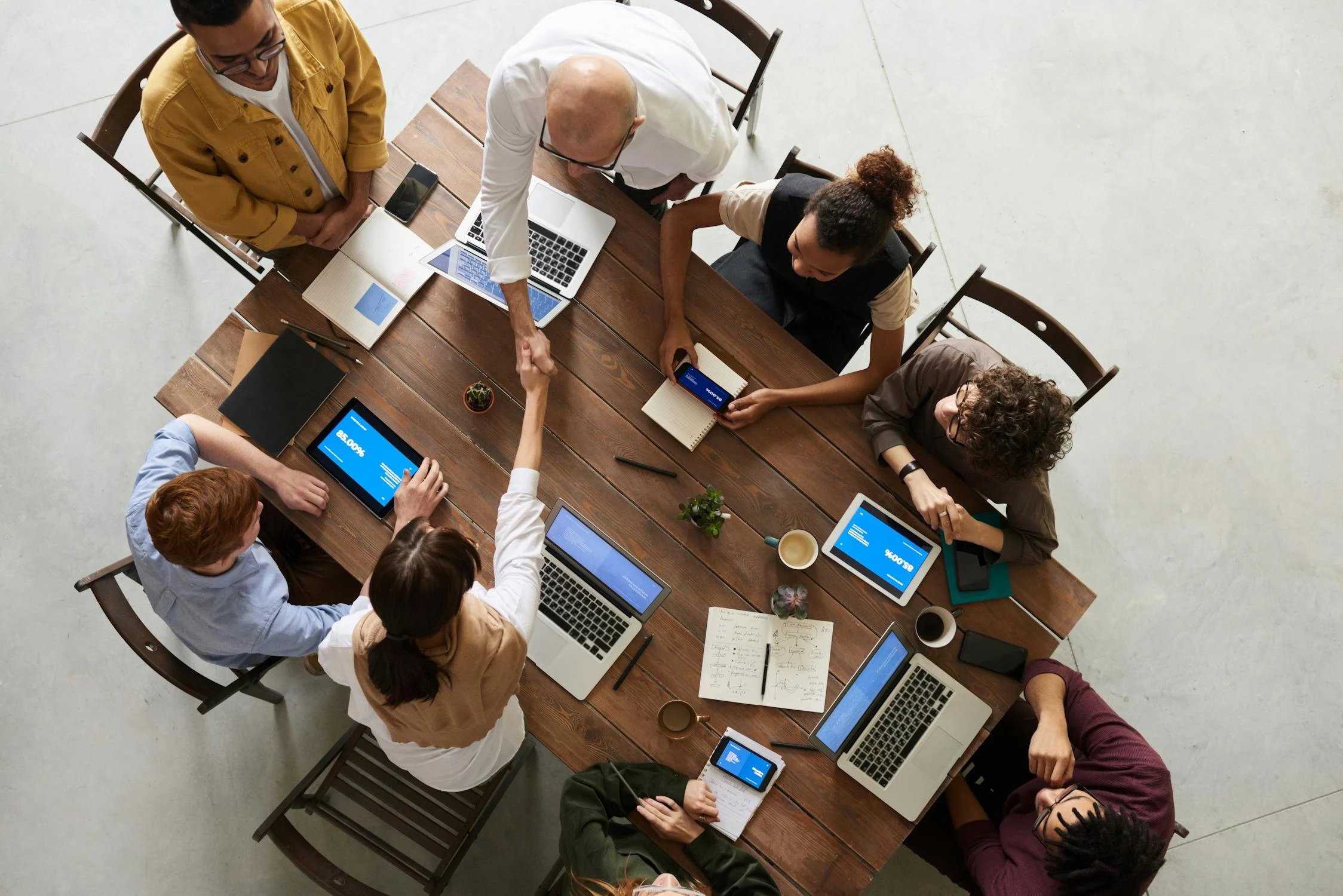 Professional business meeting with team collaboration